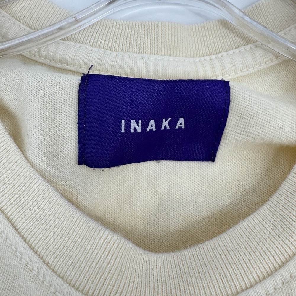 INAKA Medium Graphic T Shirt Cream Streetwear Athletic Logo Tee Unisex Fitness - Picture 4 of 11